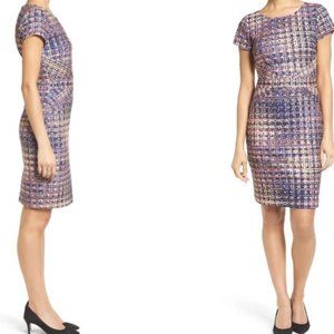 NORDSTROM ELLEN TRACY TWEED PRINT PONTE SHEATH DRESS SIZE 4